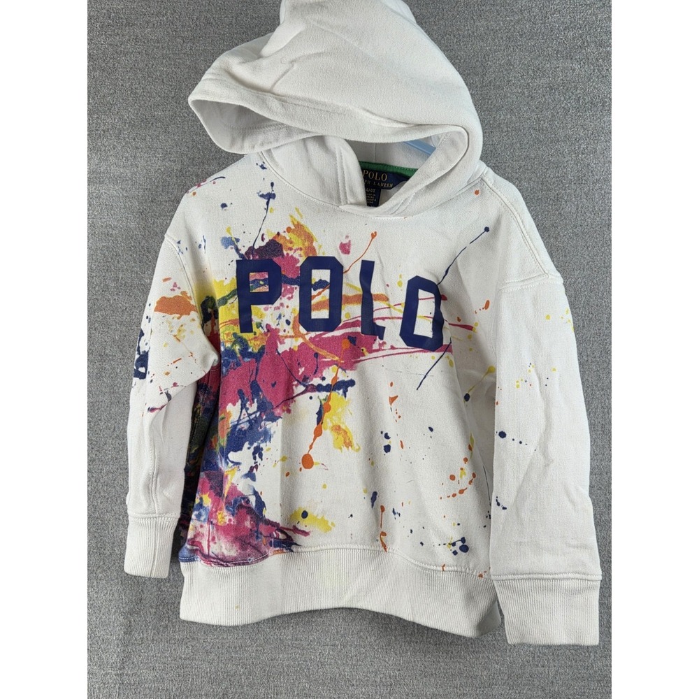 Polo Ralph Lauren Girls Hoodie 4T Paint Splash Big Letter Logo Graffiti Colorful